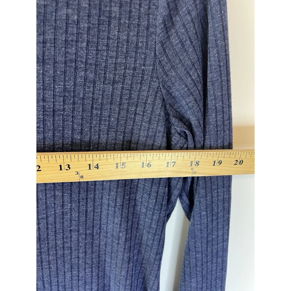 Paper Doll Ribbed Blue Sweater Dress‎ Women L Comfort Cozy Minimal Buttons Long - Picture 8 of 9